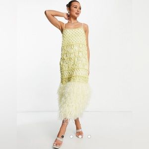 ASOS EDITION Pearl Embellished Cami Midi Dress